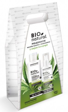 Ideepharm Bio Natural zestaw, nawilżająco-wygładzające serum do włosów 200ml, prebiotyczny szampon regenerująco-kojący do włosów 400ml