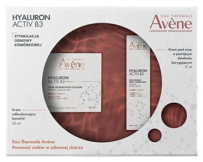Avene Hyaluron Activ B3, krem odbudowujący komórki na dzień 50 ml, krem pod oczy o potrójnym działaniu korygującym 15 ml