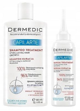 Dermedic Capilarte zestaw, szampon kuracja stymulująca wzrost włosów 300 ml, serum-kuracja stymulująca wzrost i odrost włosów 150 ml