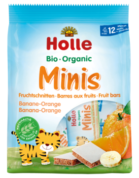 Holle Bio Organic Minis mini batoniki bananowo- pomarańczowe dla dzieci po 12 miesiącu, 100 g