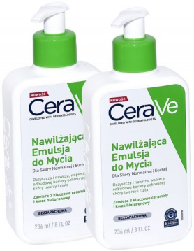 CeraVe Nawilżająca emulsja do mycia twarzy i ciała (skóra normalna i sucha) 2 x 236 ml (duopack)