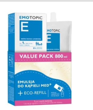 Emotopic Med+ zestaw, emulsja do kąpieli 400 ml + refill 400 ml