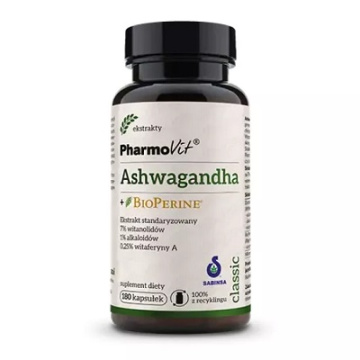 PharmoVit - Ashwaganda + Bioperine, 180 kapsułek