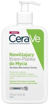 CeraVe, krem-pianka nawilżająca do mycia, dla skóry normalnej i suchej, 473 ml