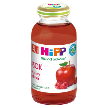 HiPP BIO - 100% sok malina jabłko dla dzieci po 4. miesiącu, 200 ml
