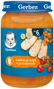 GERBER obiadek delikatny indyk w pomidorach dla niemowląt po 6. miesiącu, 190 g