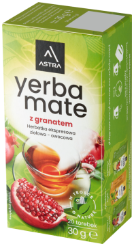 ASTRA, Yerba Mate z granatem, herbata ekspresowa, torebki, 30 g (20 x 1,5 g)