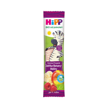 HIPP BIO - batonik Owocowy Przyjaciel, jabłka-banany-maliny, po 1 roku, 23 g