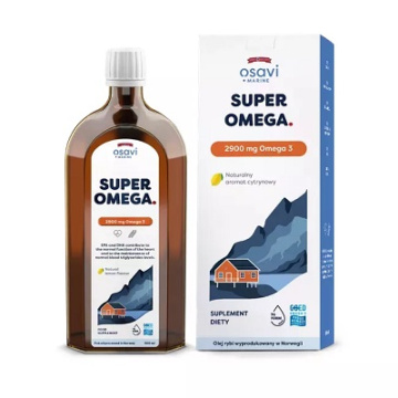 OSAVI, Super Omega, 2900 mg Omega 3, naturalny aromat cytrynowy, 500 ml
