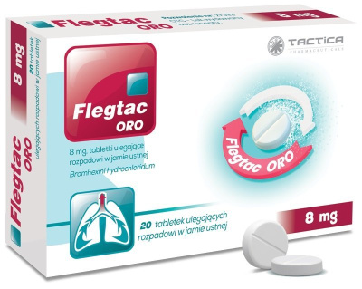 Flegtac ORO 8 mg, 20 tabletek ulegających rozpadowi w jamie ustnej