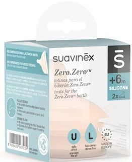 Suavinex, Zero Zero, smoczek na butelkę, szybki przepływ, rozmiar L, po 6 miesiącu, 2 sztuki