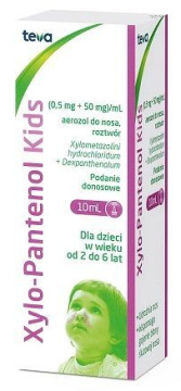 Xylo-Pantenol Kids (0,5mg + 50mg)/ml, aerozol do nosa, dla dzieci po 2 roku życia, 10 ml