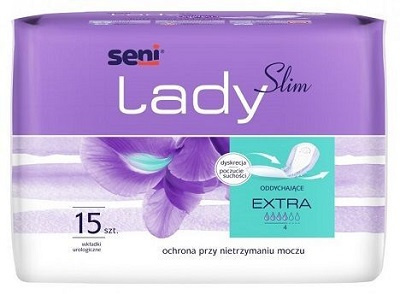 Seni Lady Slim Extra, wkładki urologiczne, chłonność 4/6, 15 sztuk