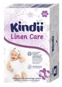Kindii Linen Care, patyczki do uszu dla niemowląt i dzieci, 60 sztuk
