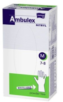 Rękawiczki Ambulex, nitrylowe, niesterylne, niepudrowane, wydłużone, rozmiar M, 100 sztuk