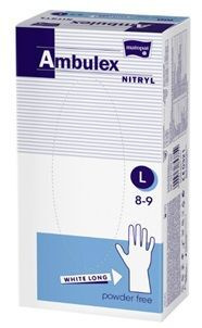 Rękawiczki Ambulex, nitrylowe, niesterylne, niepudrowane, wydłużone, rozmiar L, 100 sztuk