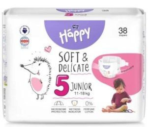 Bella Happy Junior, pieluszki jednorazowe, rozmiar 5, waga 11-18kg, 38 sztuk
