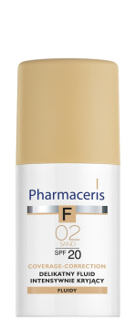 Pharmaceris F - delikatny fluid intensywnie kryjący o przedłużonej trwałości, SPF 20, SAND (02 - piaskowy) 30 ml
