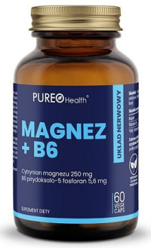 Pureo Health, magnez + B6, 60 kapsułek