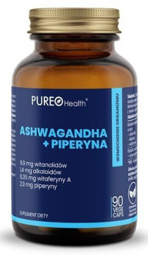 Pureo Health, ashwagandha + piperyna, 90 kapsułek