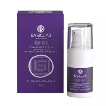 BasicLab Esteticus, korygujące serum z retinalem 0,07%, fitosfingozyną i Karnozyną 2.0 Redukcja i Stymulacja, 15 ml