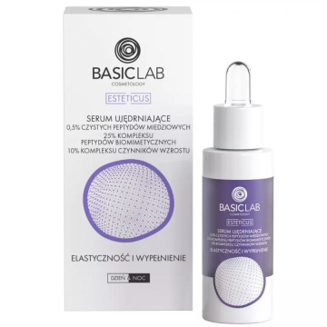 BasicLab Esteticus, serum ujędrniające 0,5% czystych peptydów miedziowych Elastyczność i Wypełnienie, 30 ml