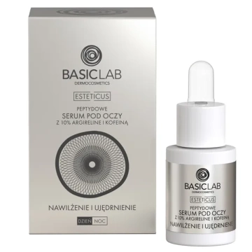 BasicLab Esteticus, peptydowe serum pod oczy z peptydem 10% i kofeiną, nawilżenie i ujędrnienie, 15 ml