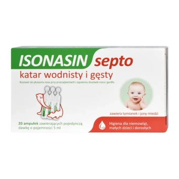 Isonasin Septo, roztwór do płukania nosa, 20 ampułek po 5 ml