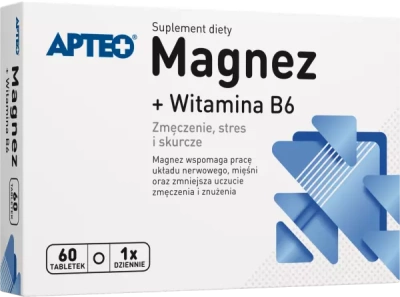 Apteo, Magnez + witamina B6, 60 tabletek