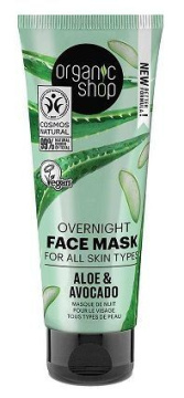 Organic Shop, Aloe i Awokado, wegańska maska do twarzy na noc, 75 ml