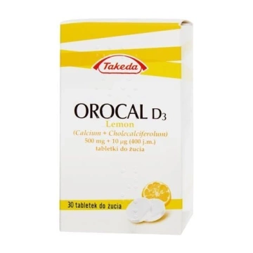 Orocal D3  Lemon (smak cytrynowy), 30 tabletek