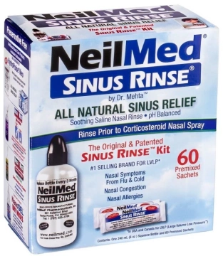 Sinus Rinse, zestaw podstawowy do płukania, butelka + 60 saszetek