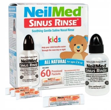 Sinus Rinse Pediatric Kids, zestaw podstawowy do płukania + 60 saszetek