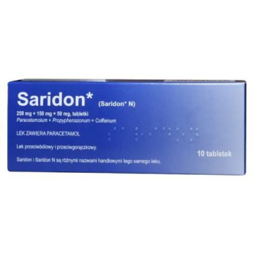 Saridon, 10 tabletek IMPORT RÓWNOLEGŁY, Delfarma