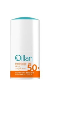 Oillan Sun, roll-on do twarzy i ciała SPF 50, 50 ml