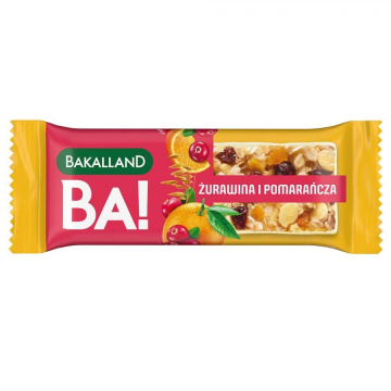 Bakalland BA! Baton zbożowy Żurawina i Pomarańcza, 40 g