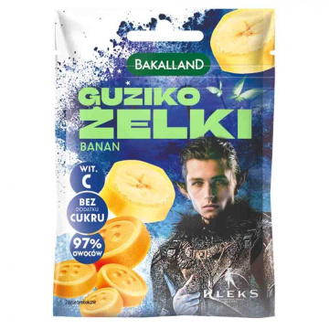 Bakalland Guziko Żelki bananowe Kleks, 34 g