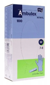 Rękawiczki Ambulex, nitrylowe, niesterylne, niepudrowane, fioletowe, rozmiar M, 100 sztuk