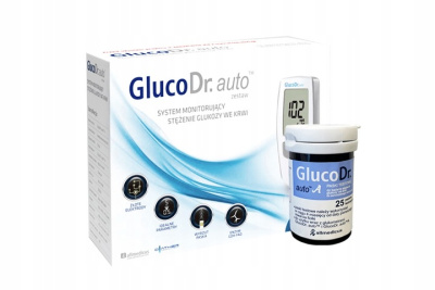 GlucoDr Auto Zestaw do pomiaru stężenia glukozy / aparat + 25 pasków