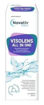 Novativ Vision, Visolens all in one, płyn do oczyszczania soczewek kontaktowych, 360 ml