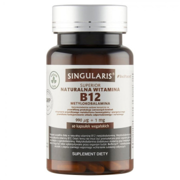 Singularis Naturalna Witamina B12 Metylokobalamina 990 µg + 1 mg Superior x 60 kaps