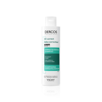 Vichy dercos Oil Correct, szampon do włosów przetłuszczających się, 200 ml