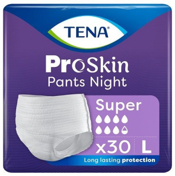 Majtki chłonne Tena Pants ProSkin Night Super, rozmiar L, chłonność 7,5/8, 30 sztuk