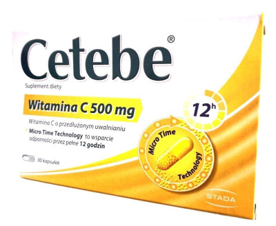 Cetebe, witamina C 500 mg o przedłużonym uwalnianiu, 30 kapsułek