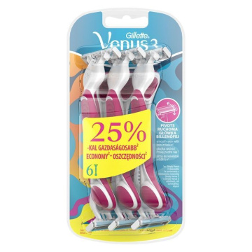 Gillette Venus 3 Pink, maszynki jednorazowe dla kobiet, 6 sztuk