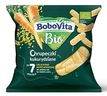 BoboVita Bio, chrupeczki kukurydziane delikatnie marchewkowe, po 7 miesiącu, 20g