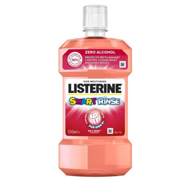 Listerine Smart Rinse, płyn do płukania jamy ustnej dla dzieci od 6 roku życia, łagodnie owocowy, 250ml