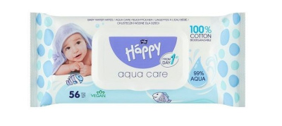 Bella Baby Happy Aqua Care, chusteczki nasączane na bazie wody, od 1 dnia życia, 56 sztuk