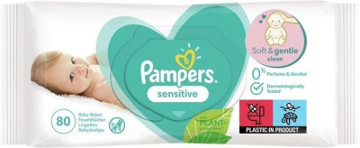 Pampers Sensitive, chusteczki nawilżane dla niemowląt, 80 sztuk