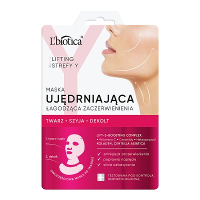 L'biotica Lifting Strefy Y, Ujędrniająca maska do twarzy łagodząca zaczerwienienia, 1 sztuka